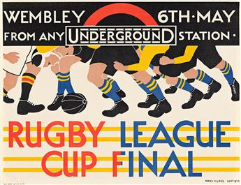 HERRY PERRY (HEATHER PERRY, 1897-1962). RUGBY LEAGUE CUP FINAL / WEMBLEY FROM ANY UNDERGROUND STATION. 1933. 10x13 inches, 25½x33 cm. [          